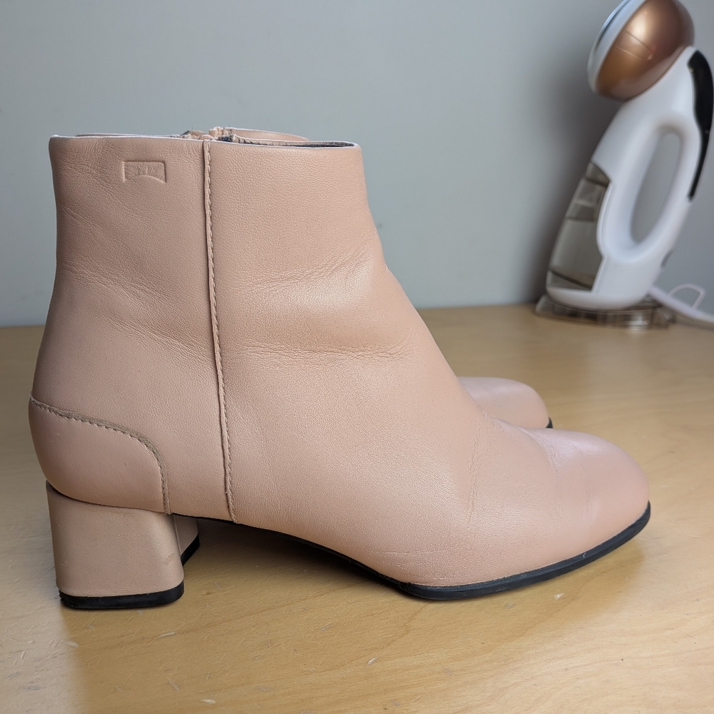 CAMPER Ankle Leather Boots Katie Light Pink Color Size 36 = 6 US Side Zippers - Picture 9 of 13